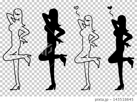 Stylish female model in a pose with a heart silhouette - beauty, diet, fashion, posing Stylish female model in a pose with a heart silhouette - beauty, diet, fashion, posing 143518645
