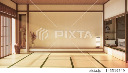 Autumn concept on Japanese room with white wall with maple wood wall design Evokes a sense of warmth, fall background. 3d rendering Autumn concept on Japanese room with white wall with maple wood wall design Evokes a sense of warmth, fall background. 3d rendering 143519249