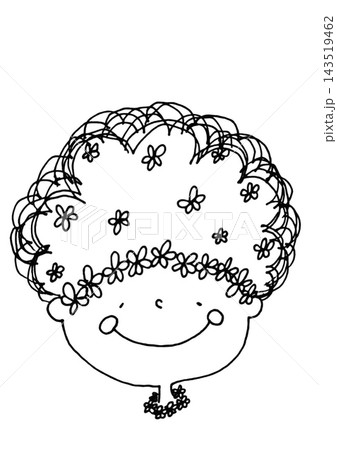 もこもこ頭の女の子とお花 ナチュラル女の子 もこもこ頭の女の子とお花 ナチュラル女の子 143519462
