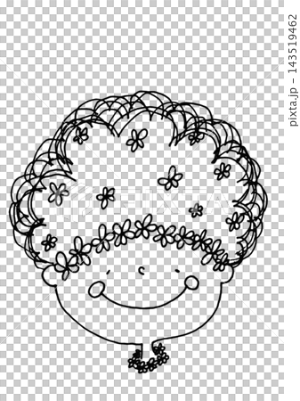 もこもこ頭の女の子とお花 ナチュラル女の子 もこもこ頭の女の子とお花 ナチュラル女の子 143519462