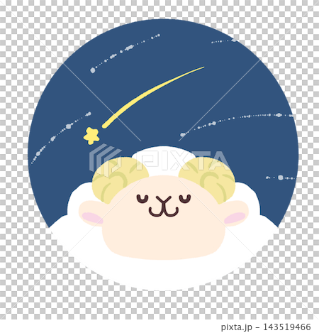 圓形夜空和綿羊的插圖 143519466