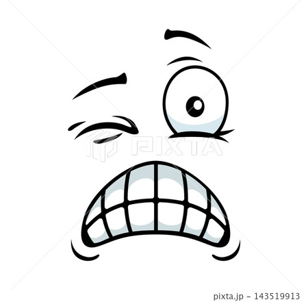 Cartoon face expression. Funny and scared emotion Cartoon face expression. Funny and scared emotion 143519913