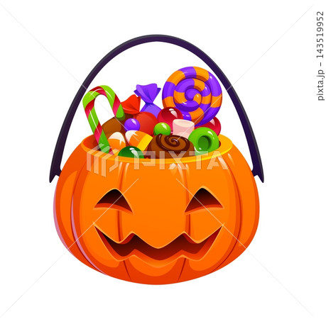 Cartoon bright orange Halloween bucket pumpkin Cartoon bright orange Halloween bucket pumpkin 143519952