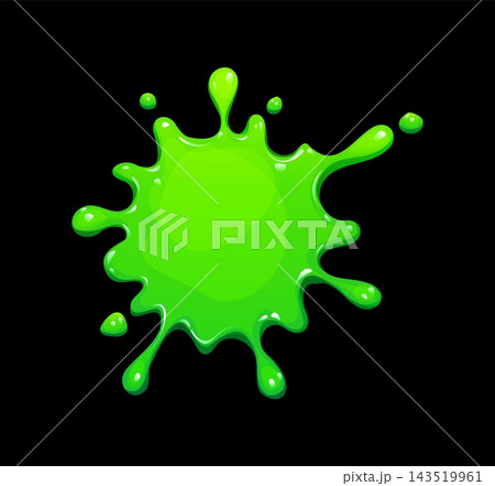 Glossy green toxic slime blot with liquid droplets 143519961