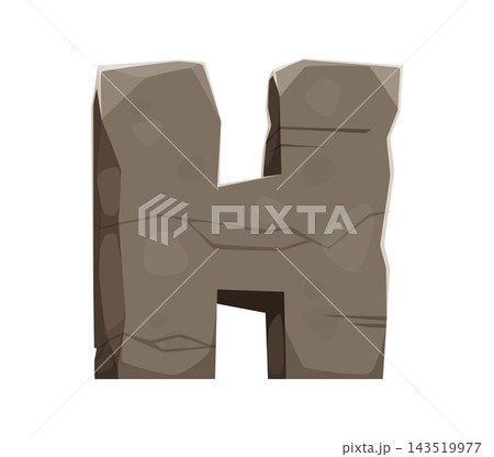 Cartoon stone font letter H with jagged edges Cartoon stone font letter H with jagged edges 143519977
