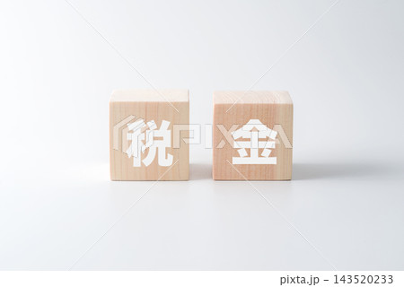 木のブロックに「税金」の文字 143520233