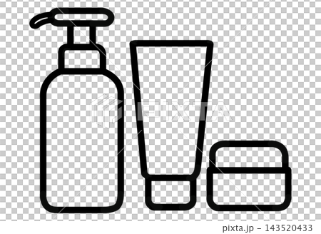 Cosmetic icons of pump bottles, tubes, and creams 143520433