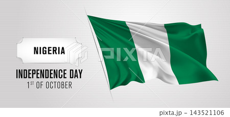 Nigeria happy independence day greeting card, banner vector illustration 143521106