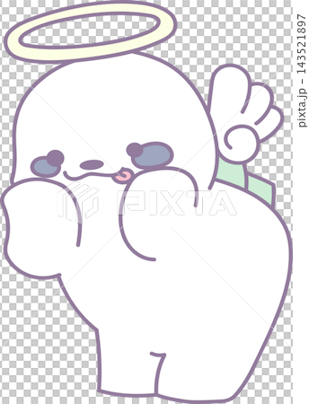 A cute white sloth character illustration (vector) dressed as an angel. A cute white sloth character illustration (vector) dressed as an angel. 143521897