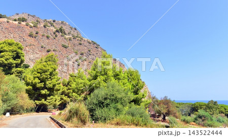 Cefalu, Italy. 22 August 2026. Cliff La Rocca in northern Sicily. Cefalu, Italy. 22 August 2026. Cliff La Rocca in northern Sicily. 143522444