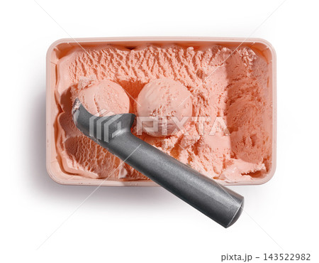 pink strawberry ice cream box opened 143522982