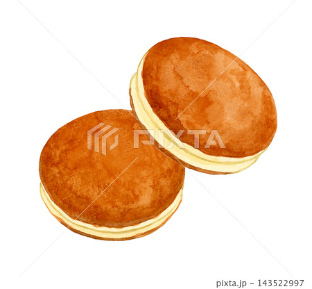 どら焼きのセット 手描き水彩イラスト素材 どら焼きのセット 手描き水彩イラスト素材 143522997