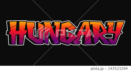 Hungary graffiti word in colorful angular lettering 143523294