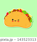 Cute taco character sticker on green square 143523313