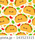 Cute taco seamless pattern on cream background 143523315