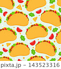 Taco seamless pattern on pale mint background 143523316
