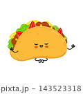 Cute taco character meditating in yoga pose 143523318