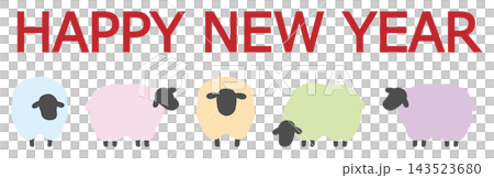 祝大家新年快樂!羊年吉祥,五彩繽紛的綿羊和紅色的新年祝福語。 祝大家新年快樂!羊年吉祥,五彩繽紛的綿羊和紅色的新年祝福語。 143523680