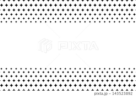 Top and bottom borders with repeating faded stars pattern and empty space in center. Twinkles background with halftone effect. Geometric mosaic starry print. Vector graphic illustration Top and bottom borders with repeating faded stars pattern and empty space in center. Twinkles background with halftone effect. Geometric mosaic starry print. Vector graphic illustration 143523892