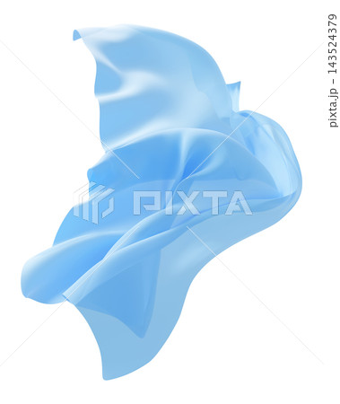 Light blue sheer fabric flowing isolated on white background 3D render Light blue sheer fabric flowing isolated on white background 3D render 143524379