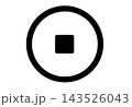 丸枠の中に四角い停止マークが入ったボタンのアイコン 143526043