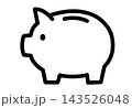 シンプルな線画の豚の貯金箱アイコン 143526048