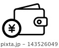 二つ折り財布と円マークのコインのアイコン 143526049