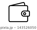 シンプルな線画の二つ折り財布アイコン 143526050