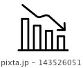 下向きの矢印がついた右肩下がりの棒グラフアイコン 143526051