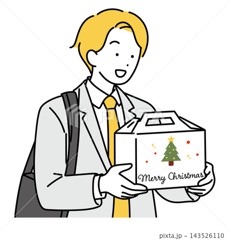クリスマスケーキを買って帰る会社員のイラスト 143526110