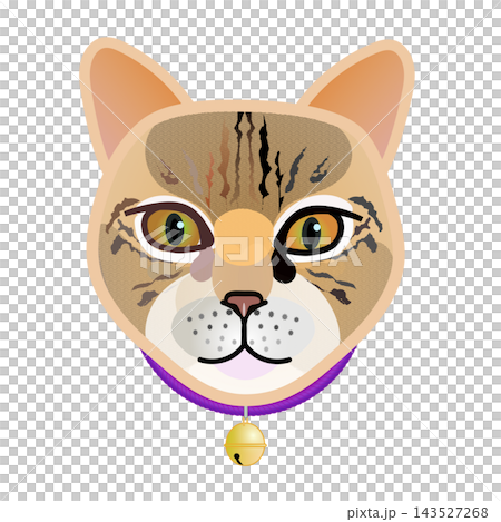 Illustration of a cat's face wearing a collar Illustration of a cat's face wearing a collar 143527268