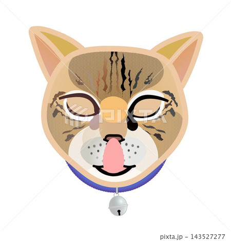 首輪をつけた猫の顔イラスト 143527277