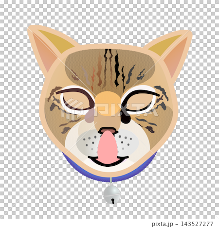 首輪をつけた猫の顔イラスト 143527277