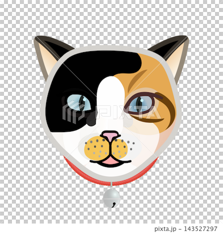 首輪をつけた猫の顔イラスト 首輪をつけた猫の顔イラスト 143527297