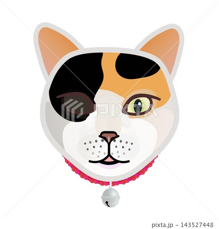 首輪をつけた猫の顔イラスト 143527448