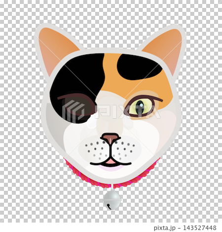 首輪をつけた猫の顔イラスト 143527448