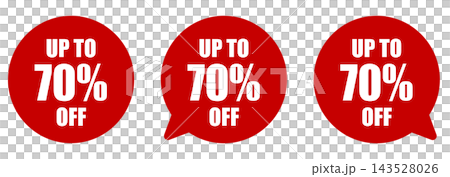 Up to 70% Off Speech Bubble Sale Badge Set - Promotional Material for Huge Discounts Up to 70% Off Speech Bubble Sale Badge Set - Promotional Material for Huge Discounts 143528026