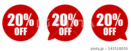 20% OFF 吹き出しセールバッジセット 割引販促デザイン素材 20% OFF 吹き出しセールバッジセット 割引販促デザイン素材 143528030