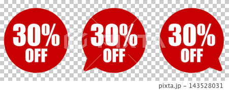 30% OFF 吹き出しセールバッジセット 割引販促デザイン素材 143528031
