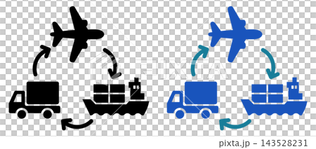 Logistics Flow Icon Set: Business assets representing the transportation cycle of trucks, container ships, and airplanes. Logistics Flow Icon Set: Business assets representing the transportation cycle of trucks, container ships, and airplanes. 143528231