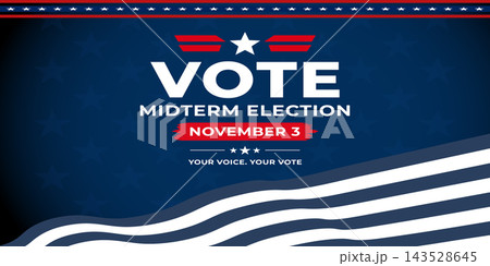 Vote Midterm Election November 3 Patriotic American Voting Campaign Poster With Stars And Stripes 143528645