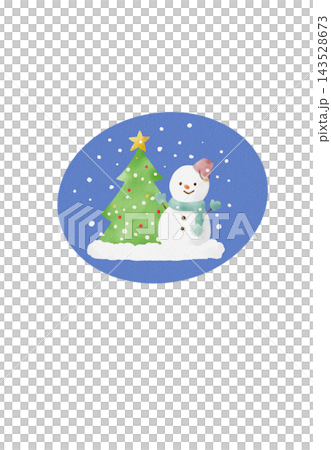 Cute snowman and Christmas tree illustration Cute snowman and Christmas tree illustration 143528673