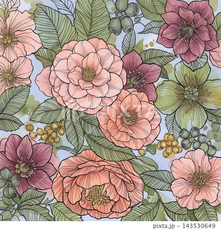 Collection of beautiful watercolor floral seamless pattern designs Collection of beautiful watercolor floral seamless pattern designs 143530649