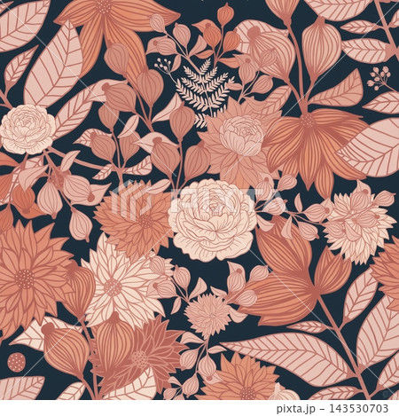 Set of vintage botanical floral seamless repeat pattern collection Set of vintage botanical floral seamless repeat pattern collection 143530703