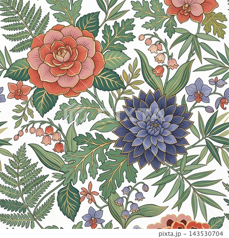 Set of vintage botanical floral seamless repeat pattern collection Set of vintage botanical floral seamless repeat pattern collection 143530704