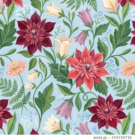 Set of vintage botanical floral seamless repeat pattern collection Set of vintage botanical floral seamless repeat pattern collection 143530716