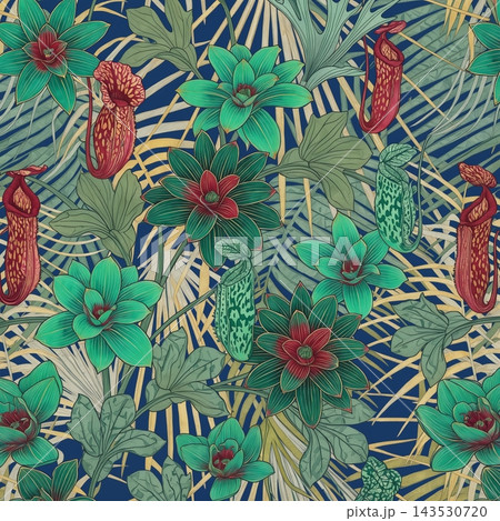Set of vintage botanical floral seamless repeat pattern collection Set of vintage botanical floral seamless repeat pattern collection 143530720