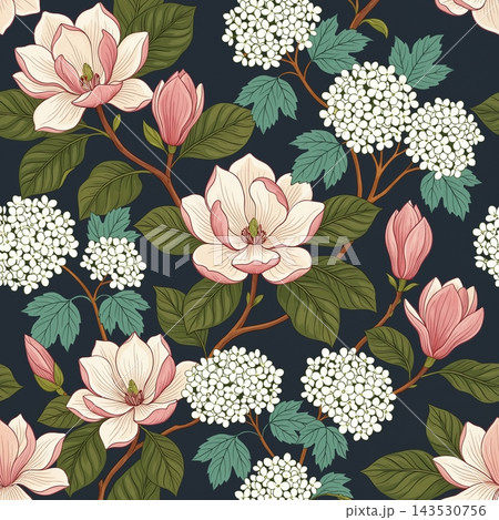 Set of vintage botanical floral seamless repeat pattern collection Set of vintage botanical floral seamless repeat pattern collection 143530756