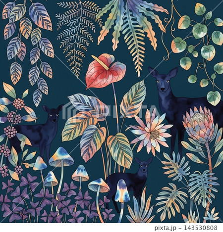 Dark background vintage botanical floral seamless pattern bundle 143530808