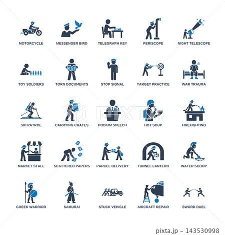 Set of 25 military support and ancient warrior icons 143530998
